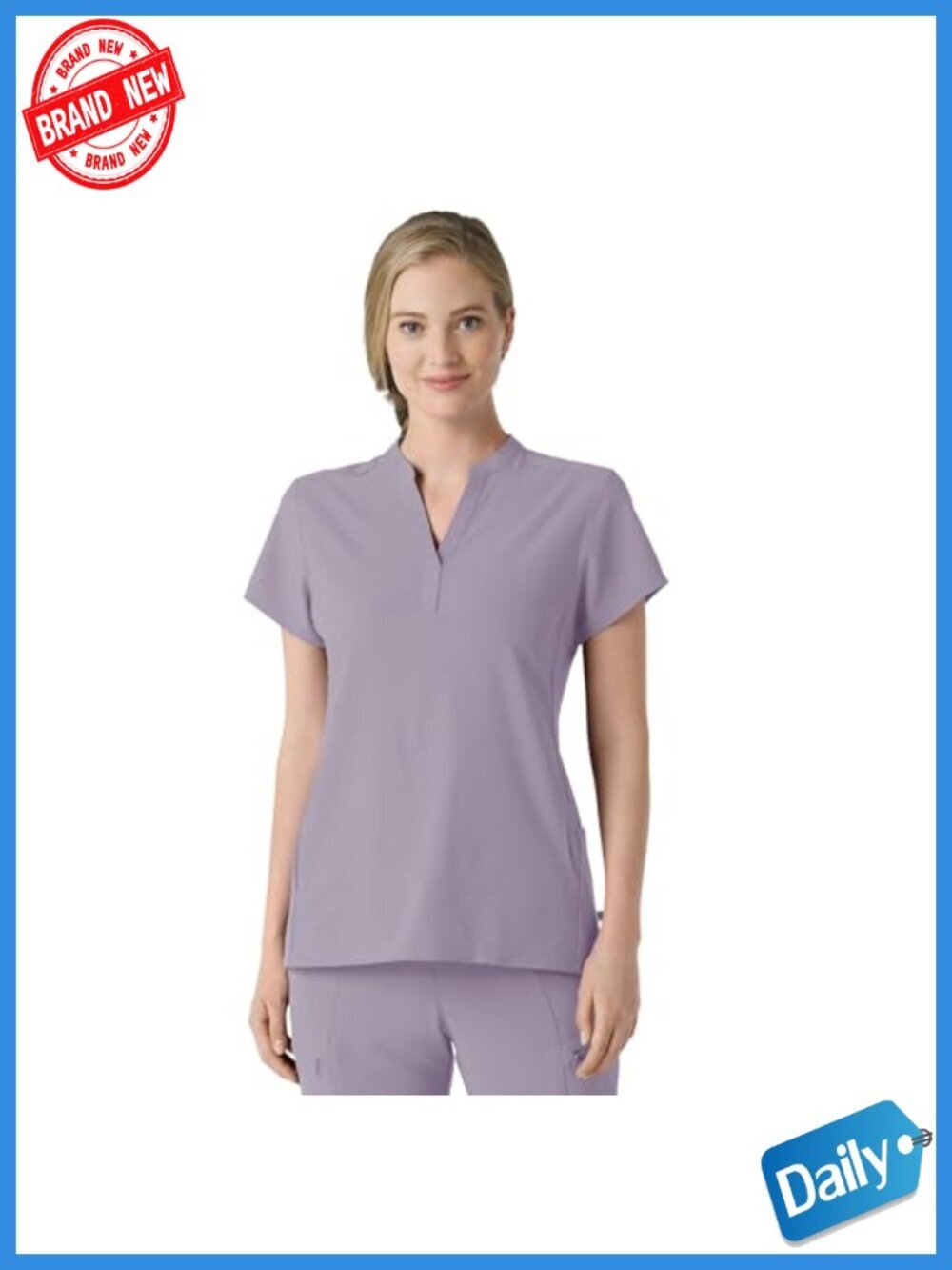 Women's Medical Scrub Top | Mandarin Collar | Short Sleeve | 4 Pockets
